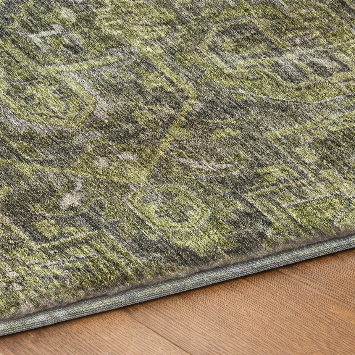 8' X 10' Green And Gray Oriental Shag Washable Area Rug With UV Protection - HomeRoots - Flyclothing LLC