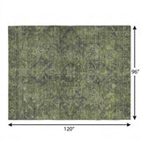 8' X 10' Green And Gray Oriental Shag Washable Area Rug With UV Protection - HomeRoots - Flyclothing LLC