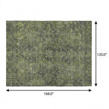 10' X 14' Green And Gray Oriental Shag Washable Area Rug With UV Protection - HomeRoots - Flyclothing LLC