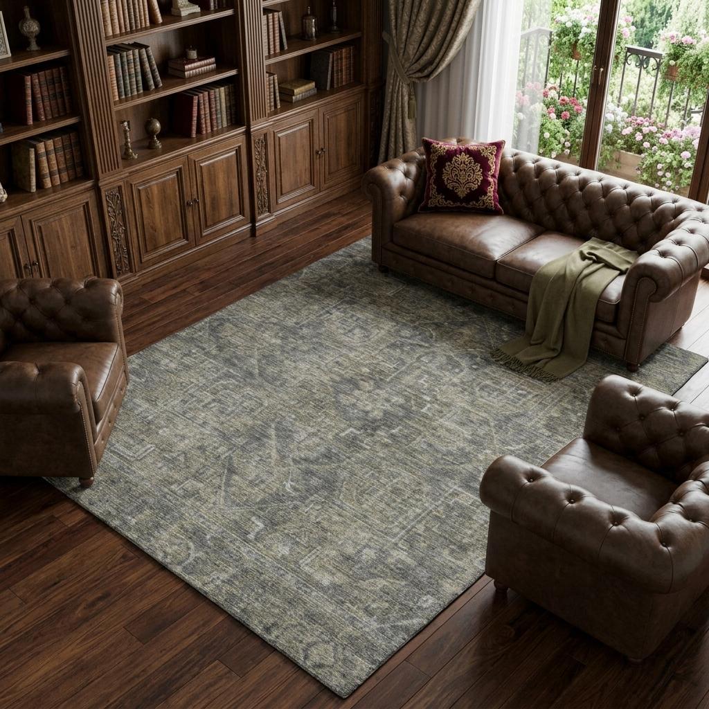 8' X 10' Brown And Beige Oriental Shag Washable Area Rug With UV Protection - HomeRoots - Flyclothing LLC