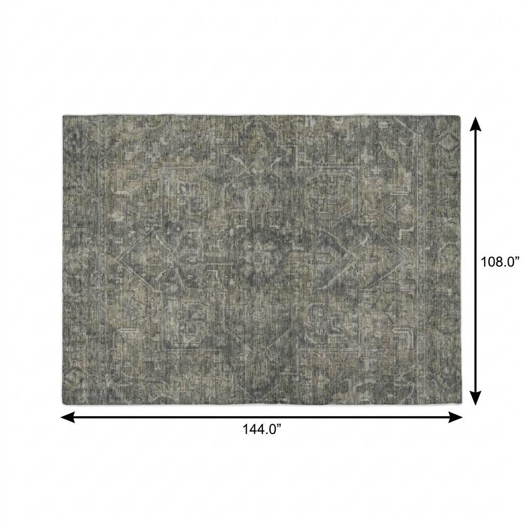 9' X 12' Brown And Beige Oriental Shag Washable Area Rug With UV Protection - HomeRoots - Flyclothing LLC