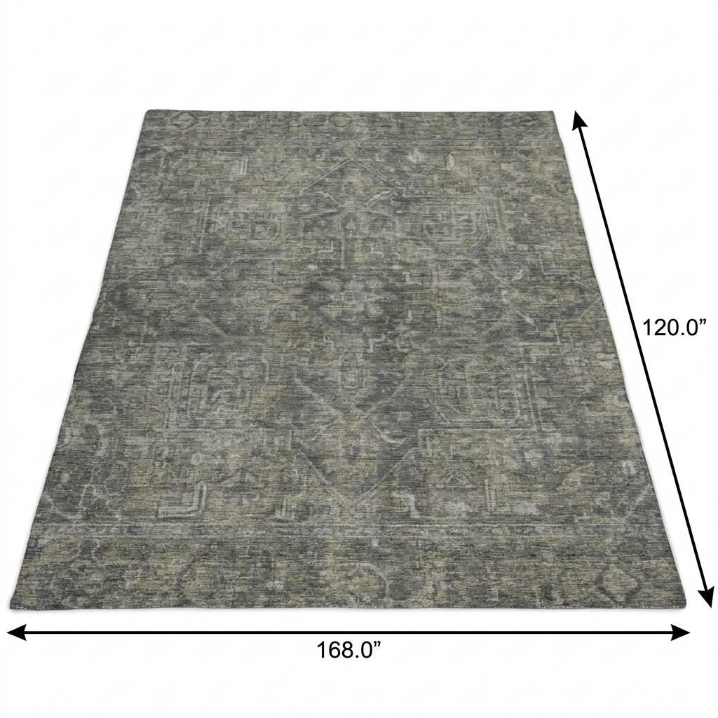 10' X 14' Brown And Beige Oriental Shag Washable Area Rug With UV Protection - HomeRoots - Flyclothing LLC