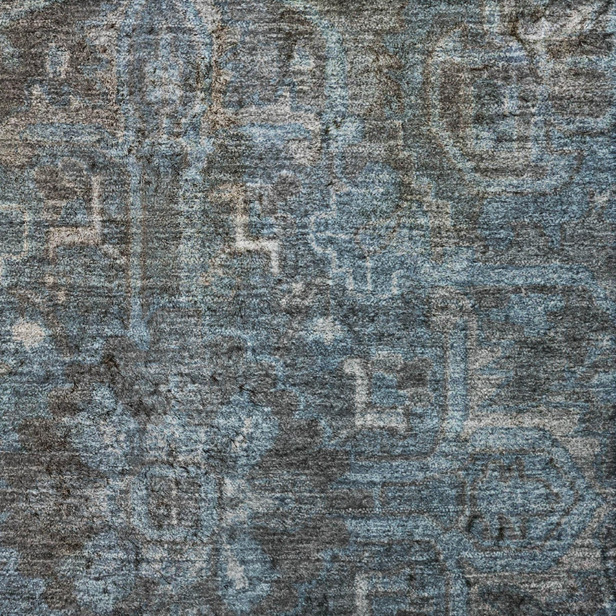 3' X 5' Navy Blue And Gray Oriental Shag Washable Area Rug With UV Protection - HomeRoots - Flyclothing LLC