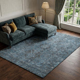 8' X 10' Navy Blue And Gray Oriental Shag Washable Area Rug With UV Protection - HomeRoots - Flyclothing LLC