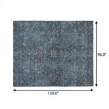 8' X 10' Navy Blue And Gray Oriental Shag Washable Area Rug With UV Protection - HomeRoots - Flyclothing LLC