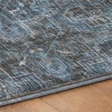 9' X 12' Navy Blue And Gray Oriental Shag Washable Area Rug With UV Protection - HomeRoots - Flyclothing LLC