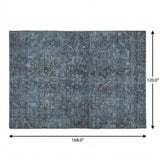 10' X 14' Navy Blue And Gray Oriental Shag Washable Area Rug With UV Protection - HomeRoots - Flyclothing LLC
