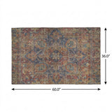 3' X 5' Red And Navy Blue Oriental Shag Washable Area Rug With UV Protection - HomeRoots - Flyclothing LLC