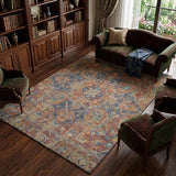 8' X 10' Red And Navy Blue Oriental Shag Washable Area Rug With UV Protection - HomeRoots - Flyclothing LLC
