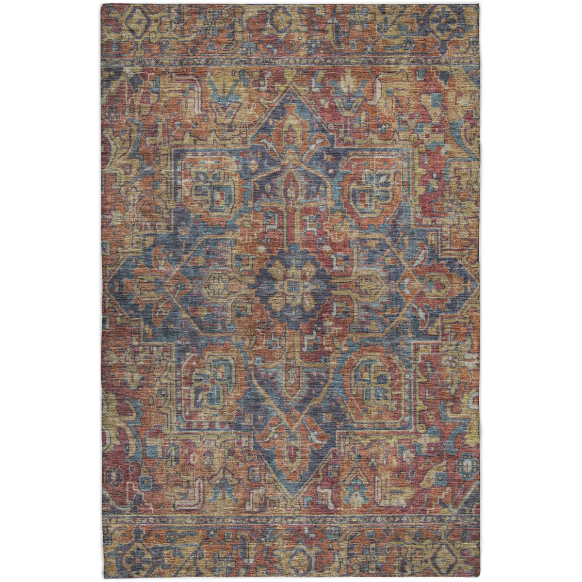 8' X 10' Red And Navy Blue Oriental Shag Washable Area Rug With UV Protection - HomeRoots - Flyclothing LLC