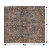 8' X 10' Red And Navy Blue Oriental Shag Washable Area Rug With UV Protection - HomeRoots - Flyclothing LLC