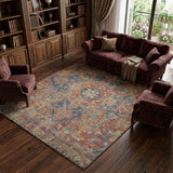 10' X 14' Red And Navy Blue Oriental Shag Washable Area Rug With UV Protection - HomeRoots - Flyclothing LLC
