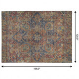 10' X 14' Red And Navy Blue Oriental Shag Washable Area Rug With UV Protection - HomeRoots - Flyclothing LLC