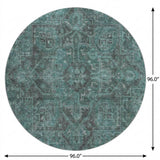 8' Turquoise And Charcoal Oriental Shag Washable Round Rug With UV Protection - HomeRoots - Flyclothing LLC