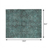 8' X 10' Turquoise And Charcoal Oriental Shag Washable Area Rug With UV Protection - HomeRoots - Flyclothing LLC