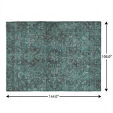 9' X 12' Turquoise And Charcoal Oriental Shag Washable Area Rug With UV Protection - HomeRoots - Flyclothing LLC