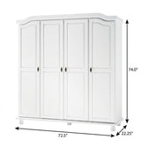 74" White Solid Wood Four Door Combo Dresser - HomeRoots - Flyclothing LLC