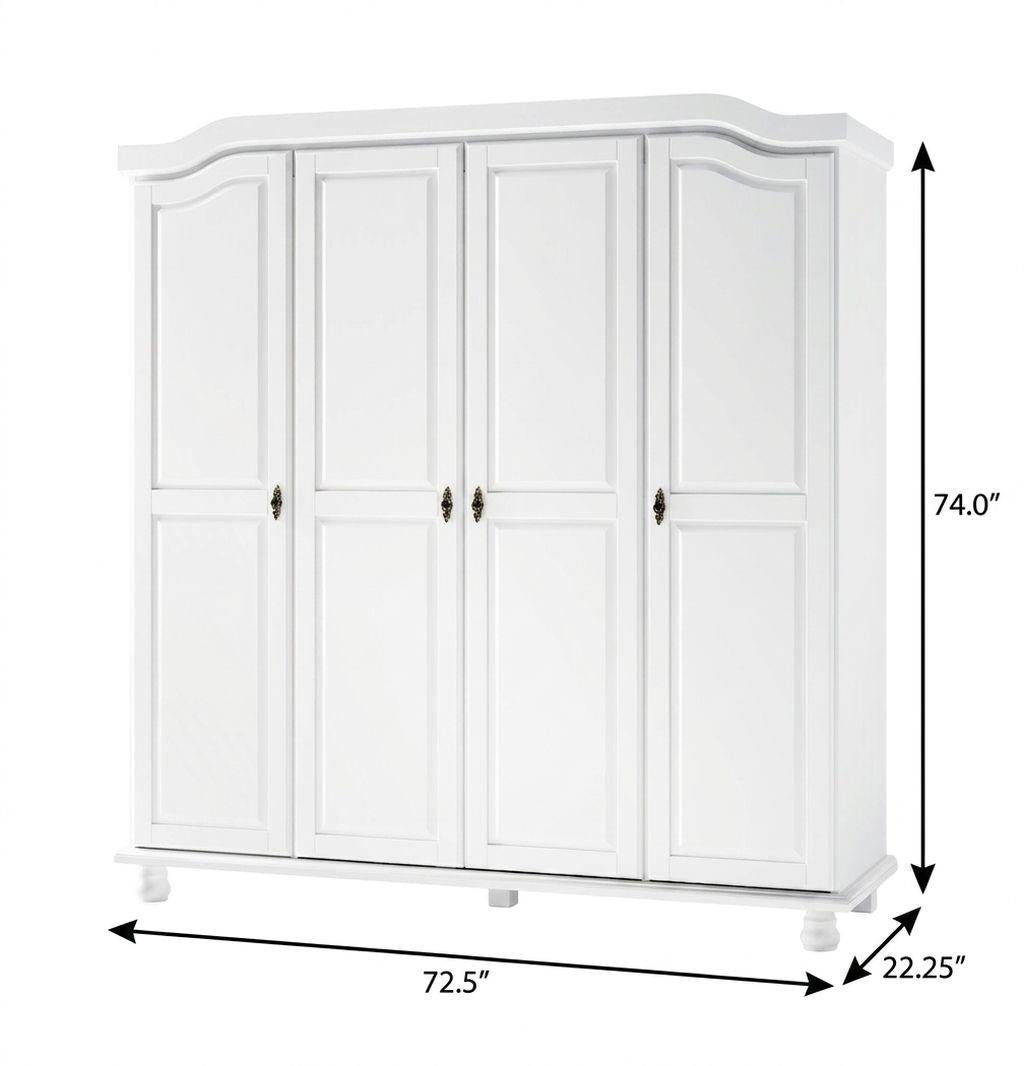 74" White Solid Wood Four Door Combo Dresser - HomeRoots - Flyclothing LLC