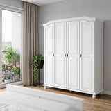 74" White Solid Wood Four Door Combo Dresser - HomeRoots - Flyclothing LLC