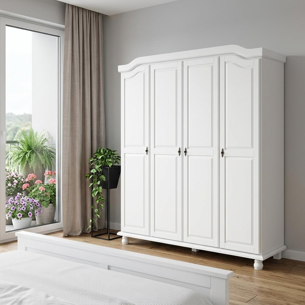 74" White Solid Wood Four Door Combo Dresser - HomeRoots - Flyclothing LLC