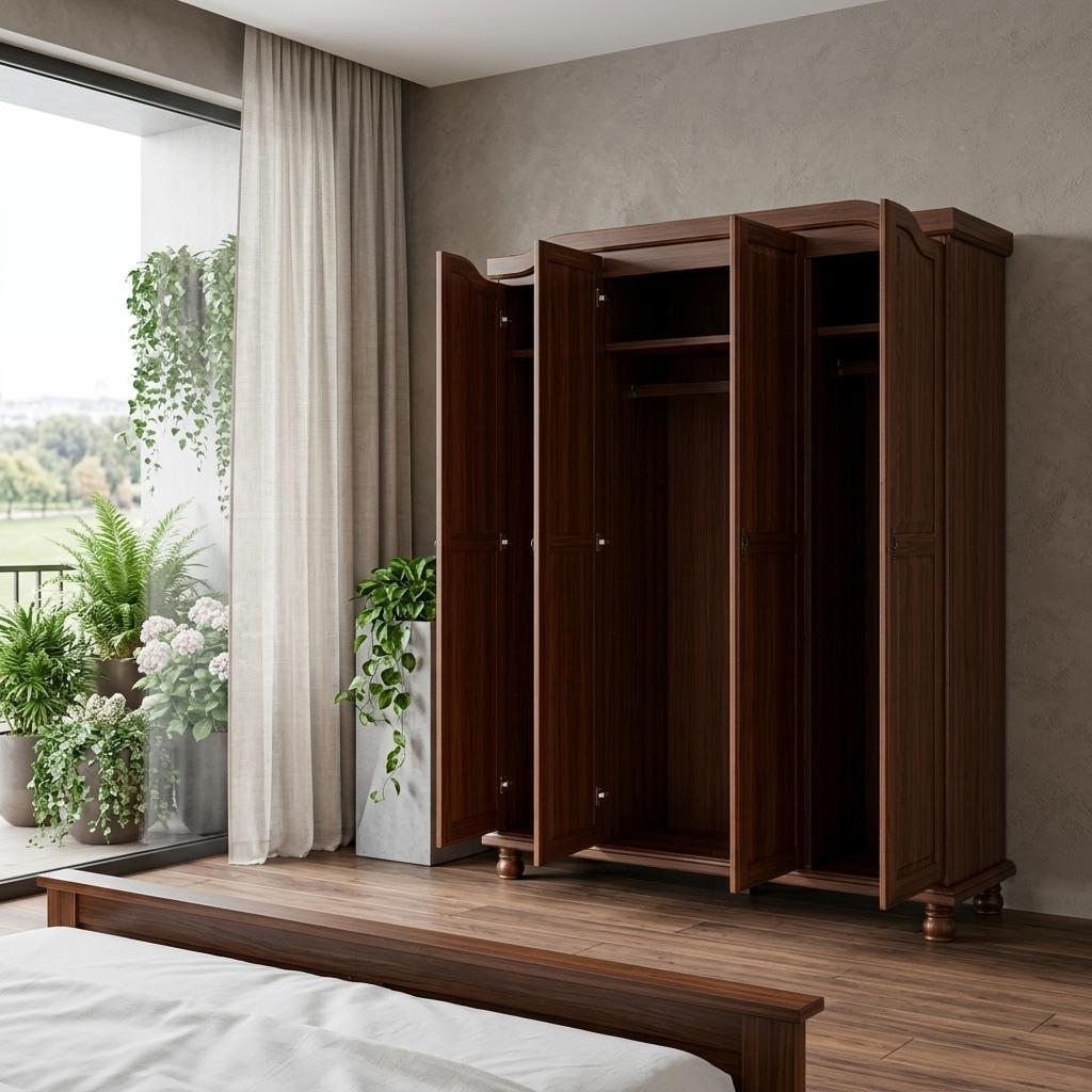 74" Coffee Solid Wood Four Door Combo Dresser - HomeRoots - Flyclothing LLC