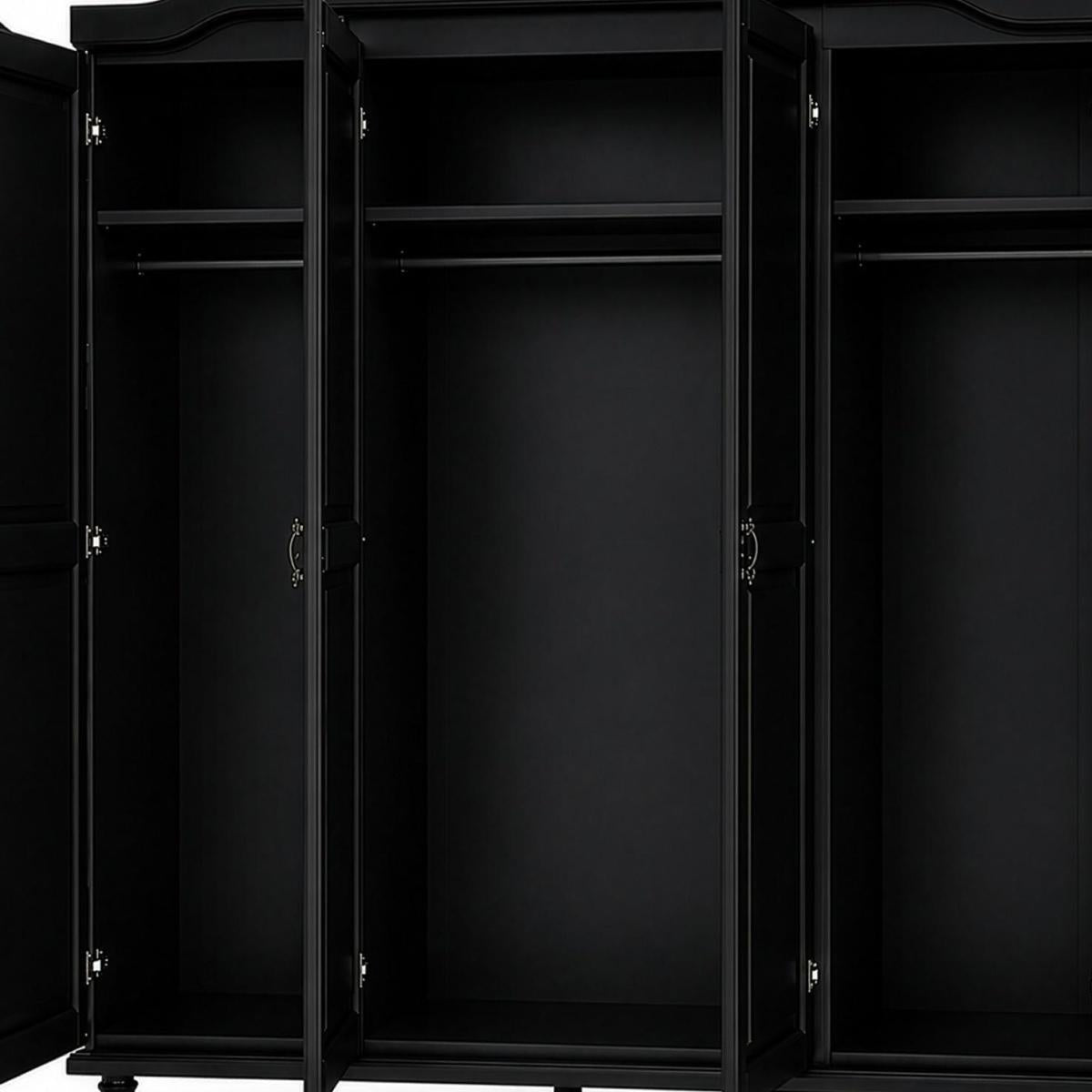 74" Black Solid Wood Four Door Combo Dresser - HomeRoots - Flyclothing LLC