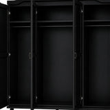 74" Black Solid Wood Four Door Combo Dresser - HomeRoots - Flyclothing LLC