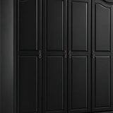 74" Black Solid Wood Four Door Combo Dresser - HomeRoots - Flyclothing LLC