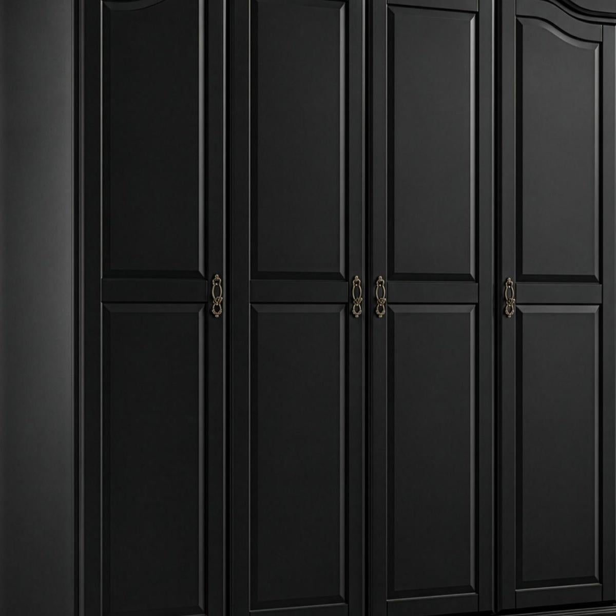74" Black Solid Wood Four Door Combo Dresser - HomeRoots - Flyclothing LLC