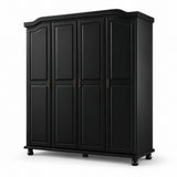 74" Black Solid Wood Four Door Combo Dresser - HomeRoots - Flyclothing LLC