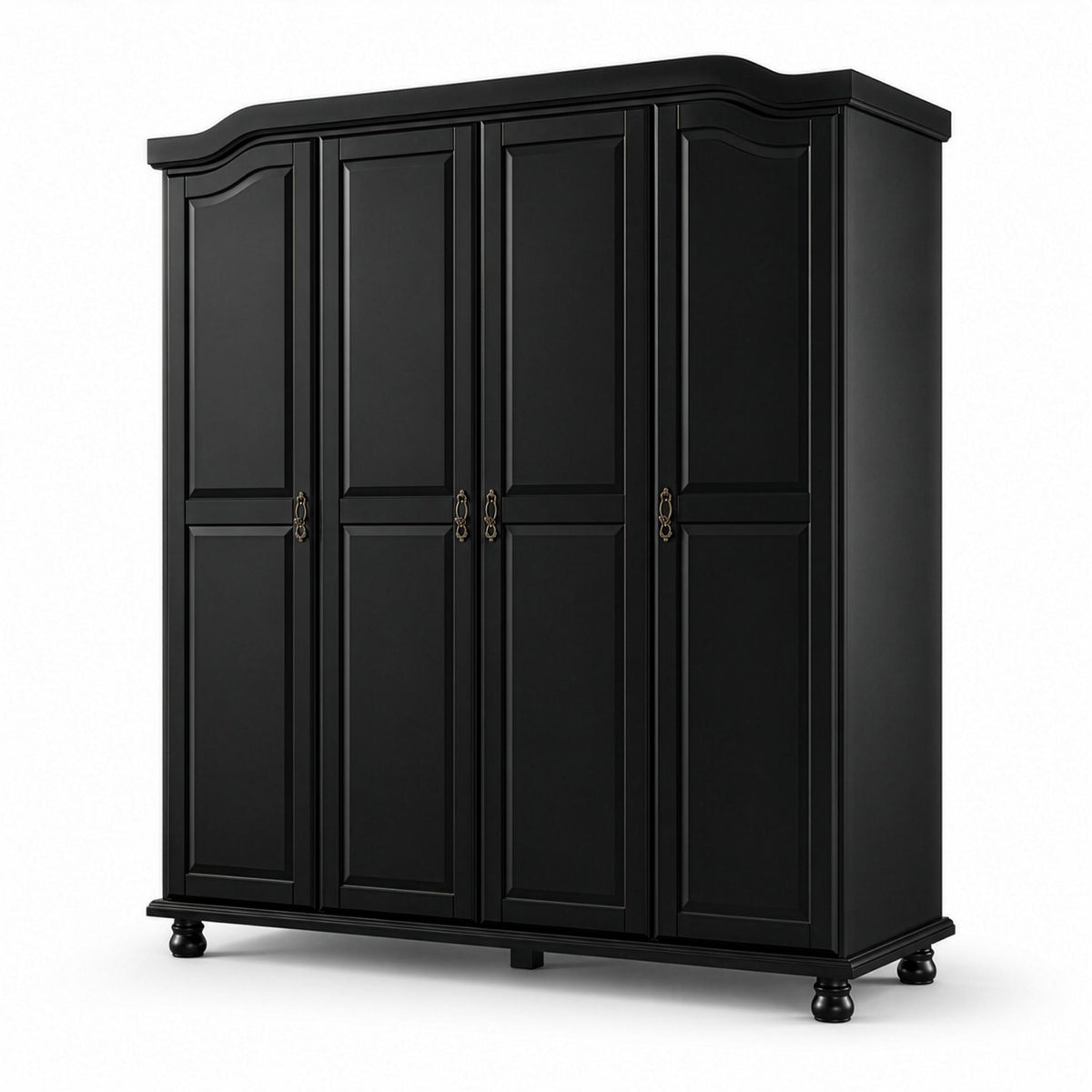 74" Black Solid Wood Four Door Combo Dresser - HomeRoots - Flyclothing LLC