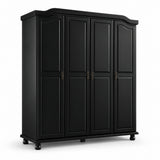 74" Black Solid Wood Four Door Combo Dresser - HomeRoots - Flyclothing LLC