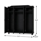 74" Black Solid Wood Four Door Combo Dresser - HomeRoots - Flyclothing LLC
