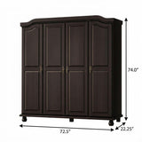 74" Espresso Solid Wood Four Door Combo Dresser - HomeRoots - Flyclothing LLC