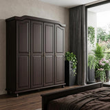 74" Espresso Solid Wood Four Door Combo Dresser - HomeRoots - Flyclothing LLC