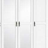 74" White Solid Wood Mirrored Four Door Combo Dresser - HomeRoots - Flyclothing LLC