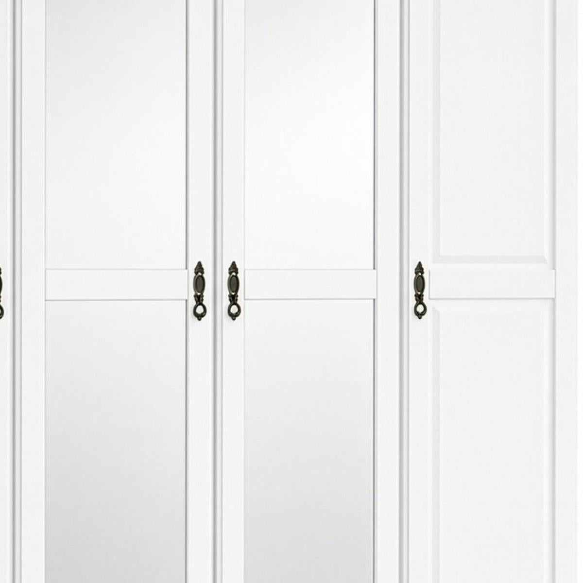 74" White Solid Wood Mirrored Four Door Combo Dresser - HomeRoots - Flyclothing LLC