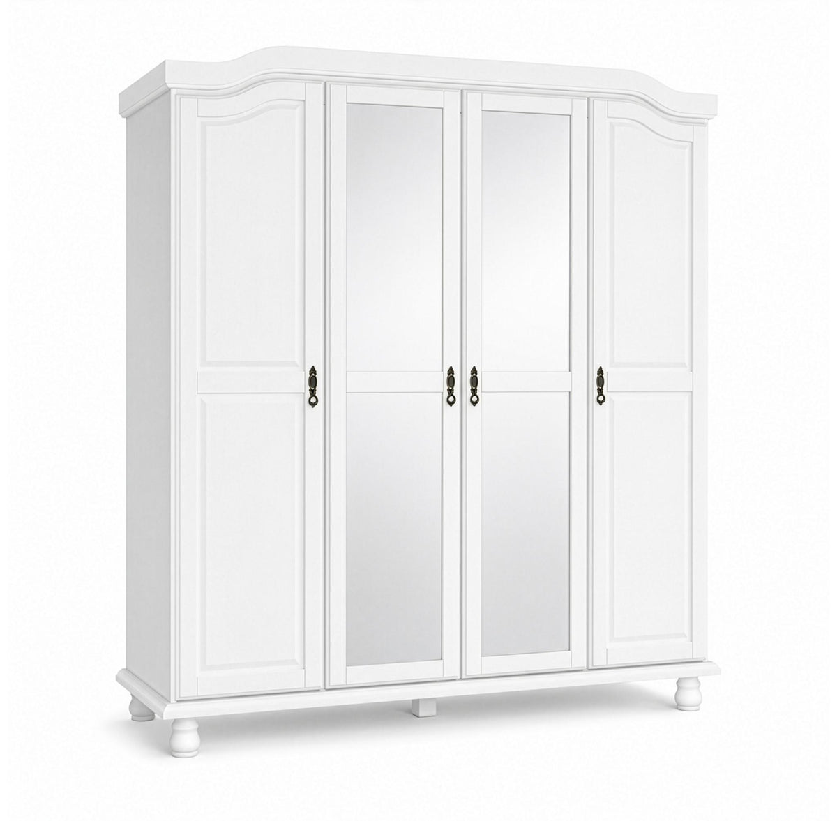 74" White Solid Wood Mirrored Four Door Combo Dresser - HomeRoots - Flyclothing LLC