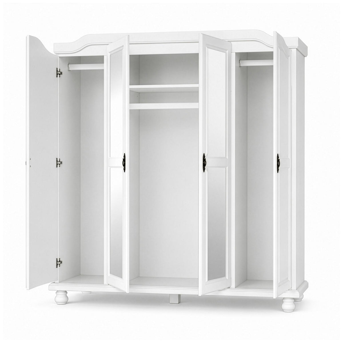 74" White Solid Wood Mirrored Four Door Combo Dresser - HomeRoots - Flyclothing LLC