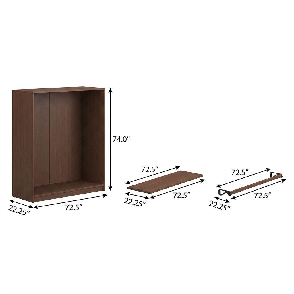 74" Coffee Solid Wood Mirrored Four Door Combo Dresser - HomeRoots - Flyclothing LLC