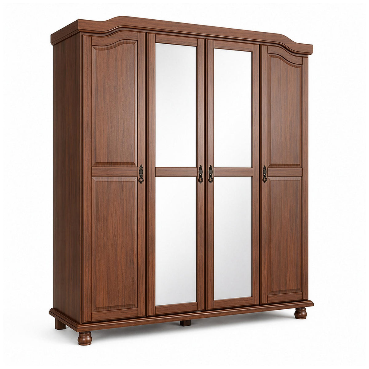 74" Coffee Solid Wood Mirrored Four Door Combo Dresser - HomeRoots - Flyclothing LLC