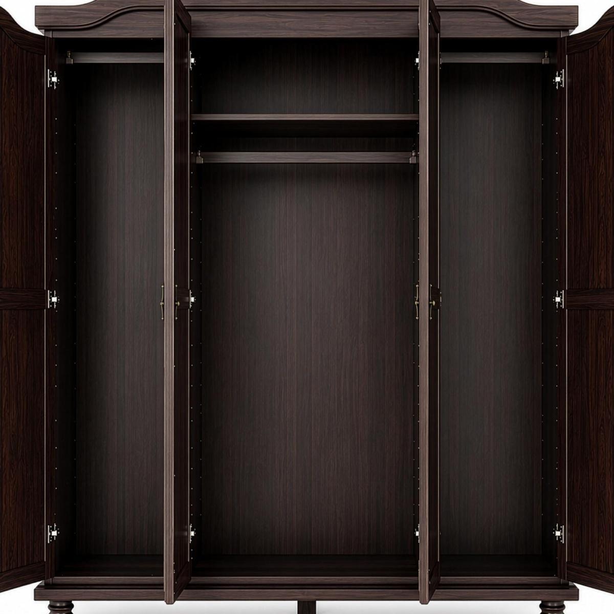 74" Dark Brown Solid Wood Mirrored Four Door Combo Dresser - HomeRoots - Flyclothing LLC