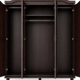 74" Dark Brown Solid Wood Mirrored Four Door Combo Dresser - HomeRoots - Flyclothing LLC