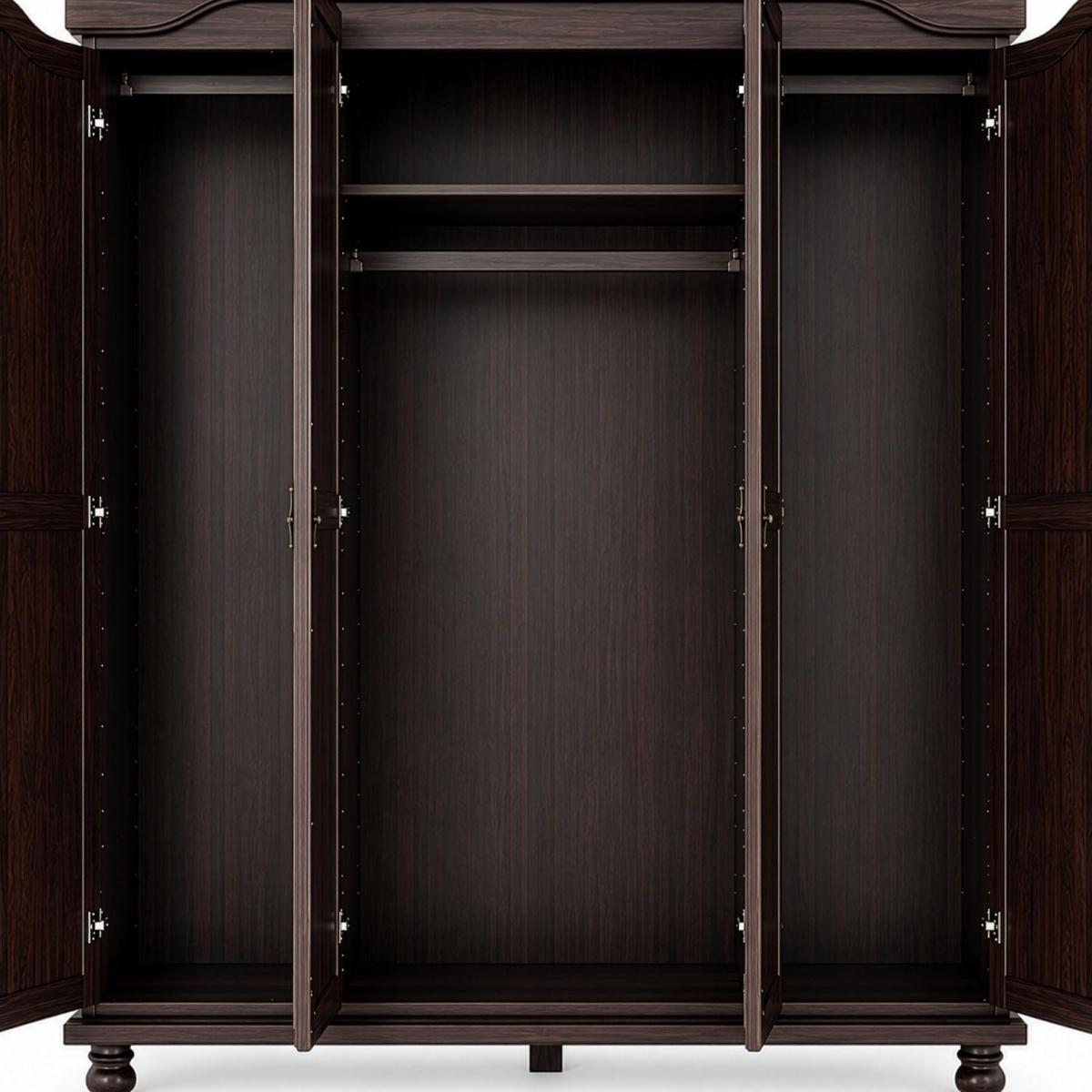 74" Dark Brown Solid Wood Mirrored Four Door Combo Dresser - HomeRoots - Flyclothing LLC