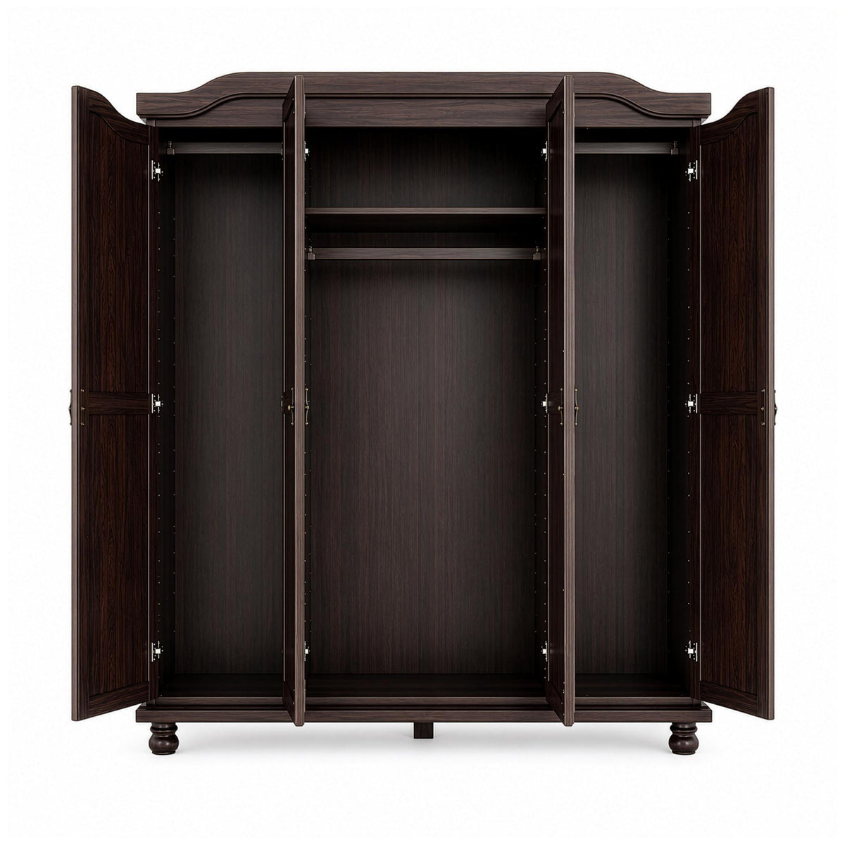 74" Dark Brown Solid Wood Mirrored Four Door Combo Dresser - HomeRoots - Flyclothing LLC