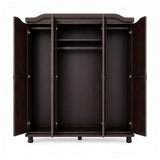 74" Dark Brown Solid Wood Mirrored Four Door Combo Dresser - HomeRoots - Flyclothing LLC