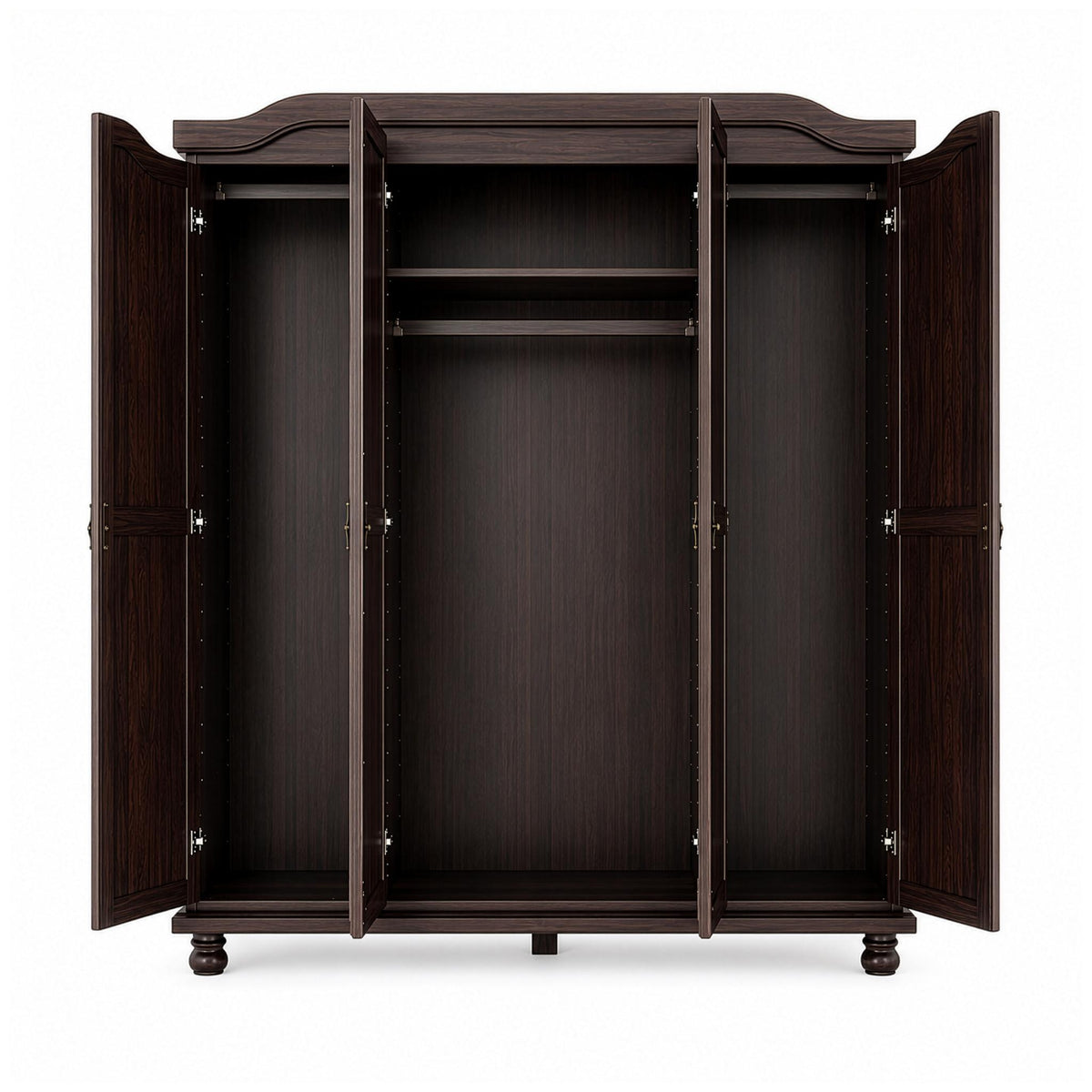 74" Dark Brown Solid Wood Mirrored Four Door Combo Dresser - HomeRoots - Flyclothing LLC