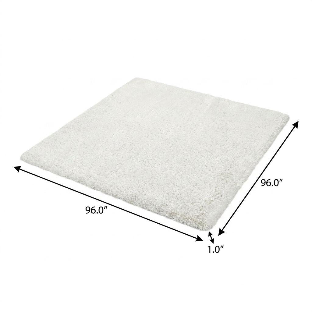 8' Beige And Cream Floral Vines Shag Washable Round Rug With UV Protection - HomeRoots - Flyclothing LLC