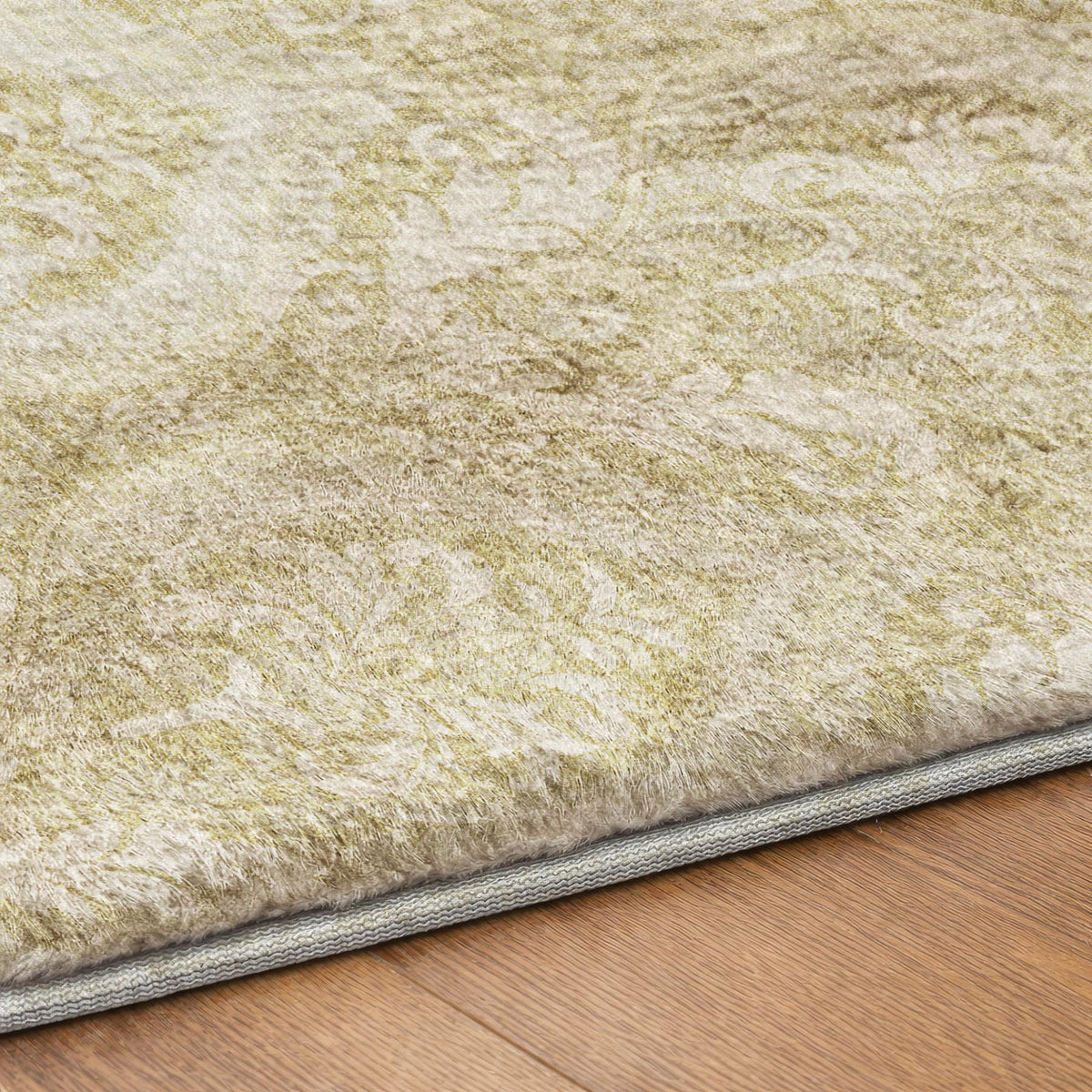8' X 10' Beige And Cream Floral Vines Shag Washable Area Rug With UV Protection - HomeRoots - Flyclothing LLC