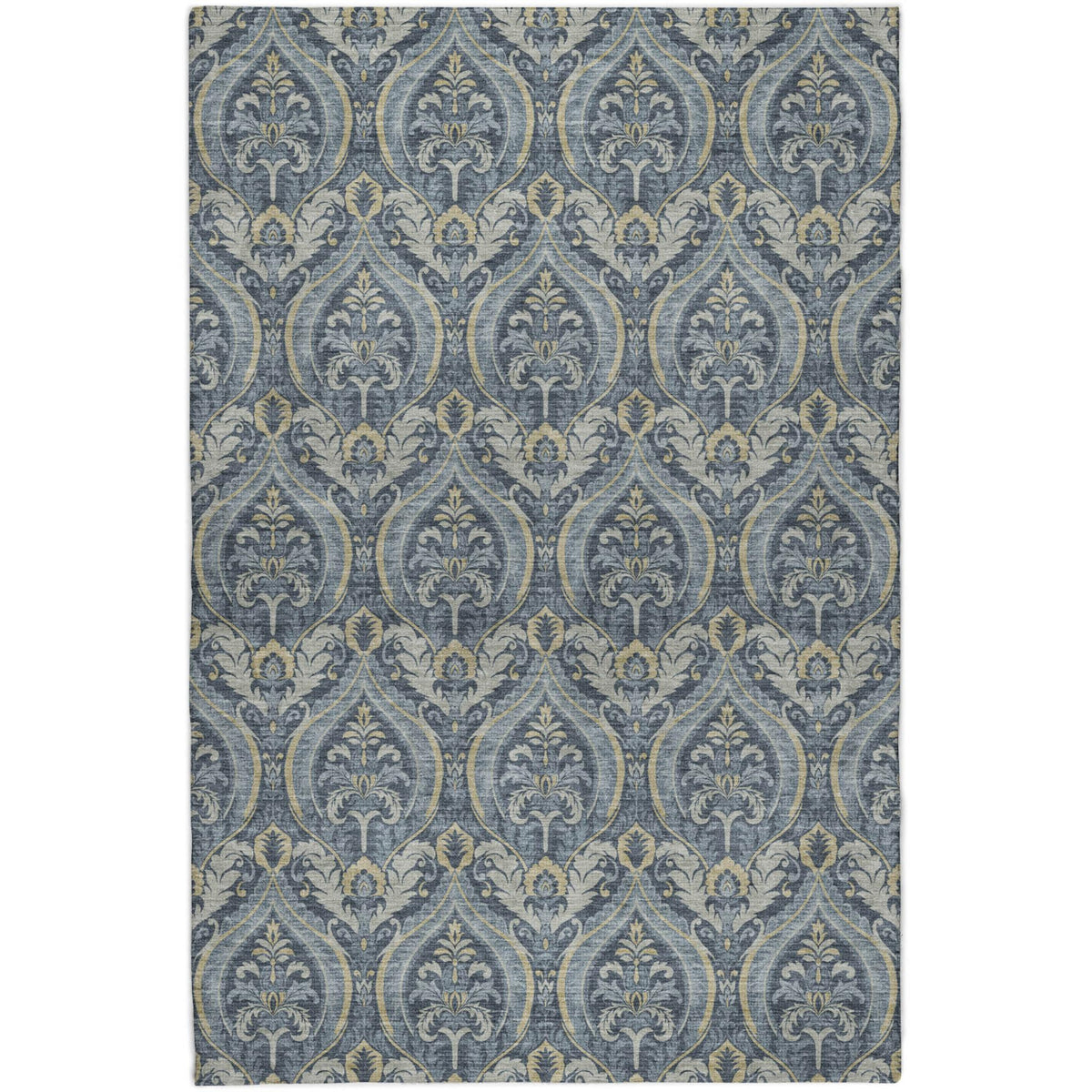 3' X 5' Blue And Navy Blue Floral Vines Shag Washable Area Rug With UV Protection - HomeRoots - Flyclothing LLC